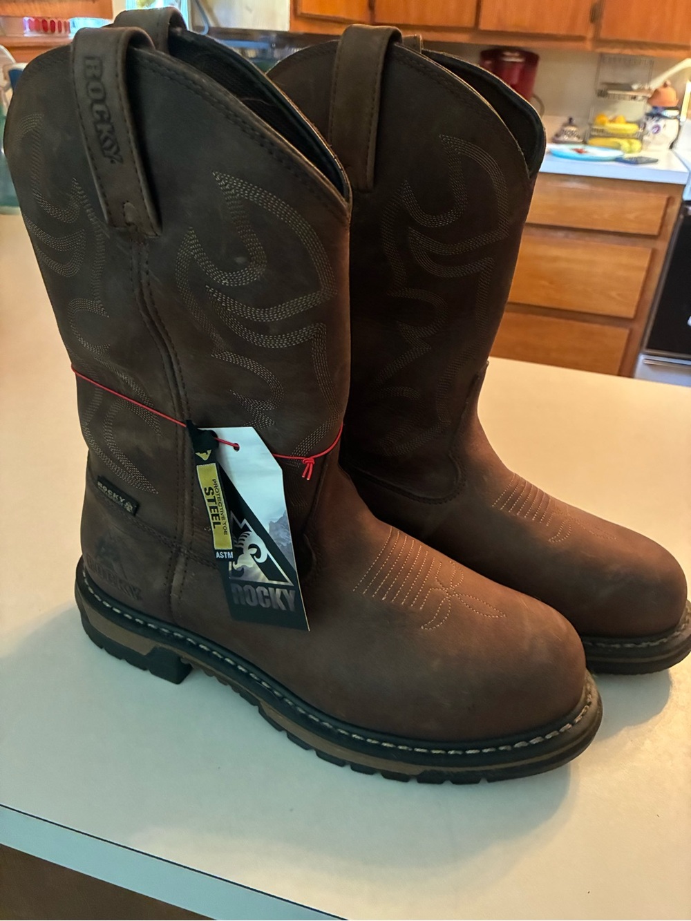 Rocky Men’s Brown Steel Toe Work Western Boots brand new